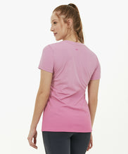 Carica l'immagine nel visualizzatore di Gallery, Model Back: Alto Giro Fitness Haut T-Shirt Skin Fit Degrade Rosa Mauve