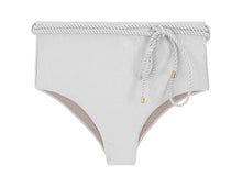 Laden Sie das Bild in den Galerie-Viewer, Product Front: Rio De Sol Bas Bottom Shimmer-White Belted-High-Waist