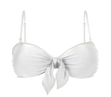 Carica l'immagine nel visualizzatore di Gallery, Product Front: Rio De Sol Haut Top Shimmer-White Bandeau-Knot