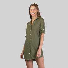 Laden Sie das Bild in den Galerie-Viewer, Image 02: Uv Line Vêtement De Plage Shirtdress Copenhagen Verde Militar Upf50+