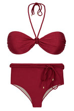 Laden Sie das Bild in den Galerie-Viewer, Product Front: Rio De Sol Ensemble Set Shimmer-Divino Twist Belted-High-Waist
