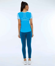 Carica l'immagine nel visualizzatore di Gallery, Model Back: Alto Giro Fitness Haut T-Shirt Skin Fit Recortes Sport Azul Vivid
