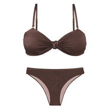Carica l'immagine nel visualizzatore di Gallery, Product Front: Rio De Sol Ensemble Set Shimmer-Coffee Bandeau-Joy Essential
