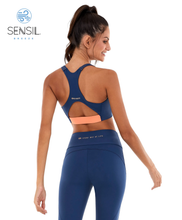 Carica l&#39;immagine nel visualizzatore di Gallery, Model Back: Alto Giro Fitness Haut Top Bodytex Ii Abertura Com Ziper Azul Ocean
