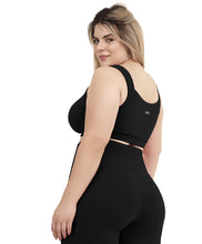Laden Sie das Bild in den Galerie-Viewer, Model Back: Alto Giro Fitness Haut Top Supplex Alcas Plus Preto

