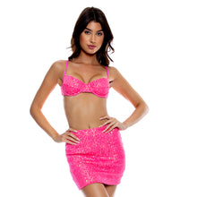 Laden Sie das Bild in den Galerie-Viewer, Gallery: Luli Fama Robe De Plage Sequins Mini Skirt Pink
