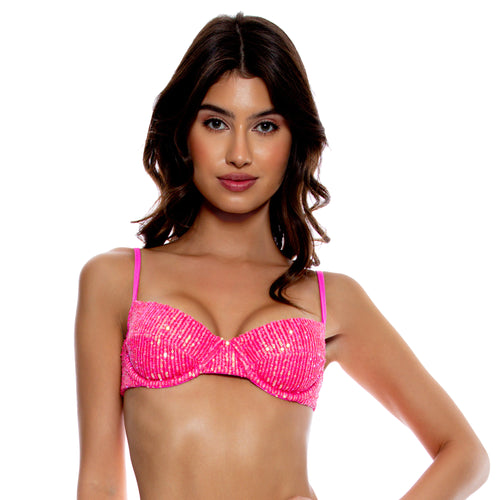 Gallery: Luli Fama Haut Top Sequins Multi Pink