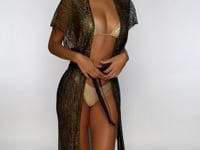 Carica e avvia il video nel visualizzatore di galleria, Video: Luli Fama Vêtement De Plage Long Caftan Siren Dream Black Gold
