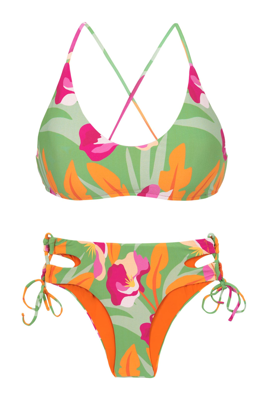 Product Front: Rio De Sol Ensemble Set Green-Bloom Bralette Madrid
