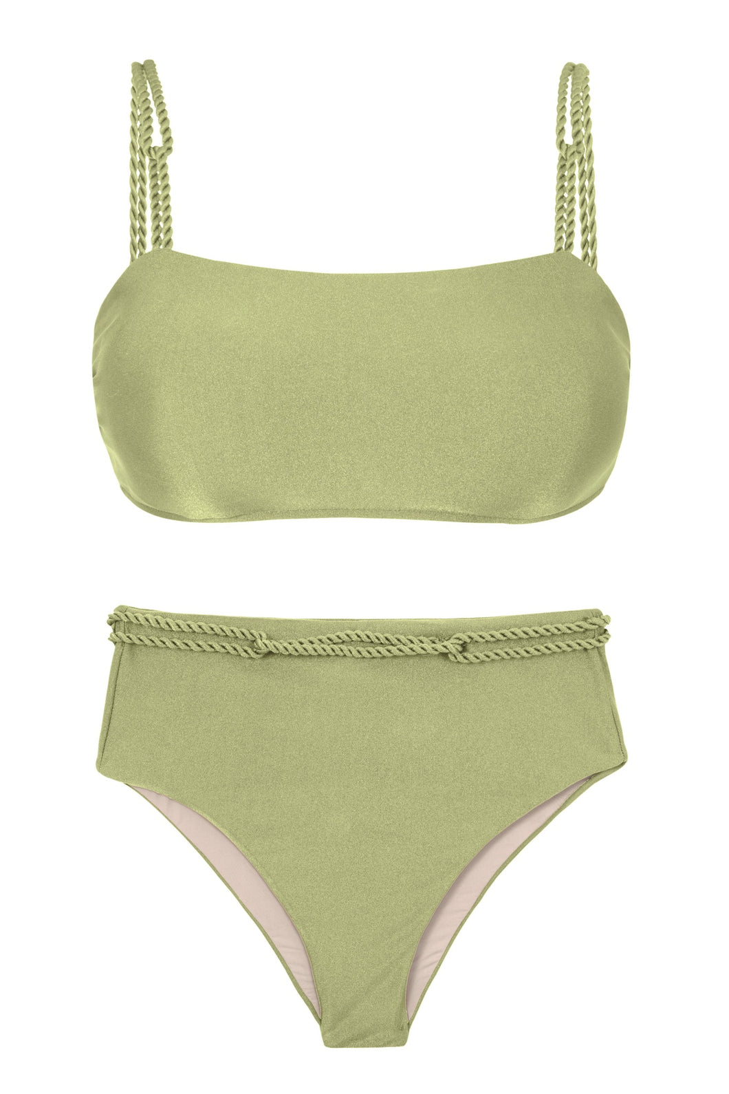 Product Front: Rio De Sol Ensemble Set Oliva Bandeau-Reto Hotpants