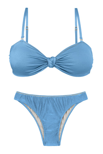 Product Front: Rio De Sol Ensemble Set Shimmer-Baltic-Sea Bandeau-Joy Essential