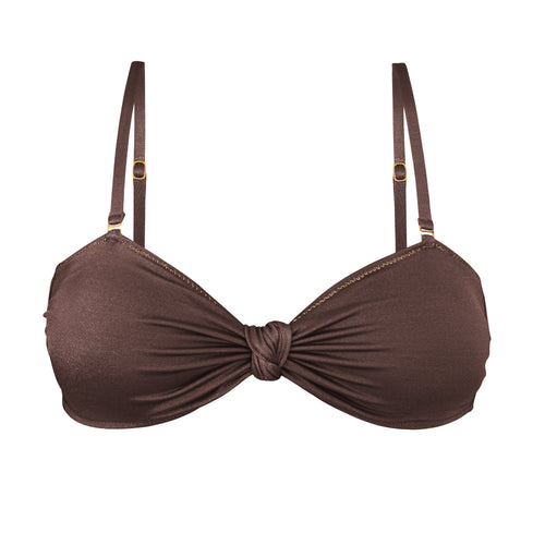 Product Front: Rio De Sol Haut Top Shimmer-Coffee Bandeau-Joy