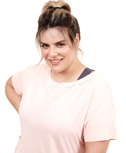 Skin Fit Silk Gola Plus Rosa Respire T-Shirt