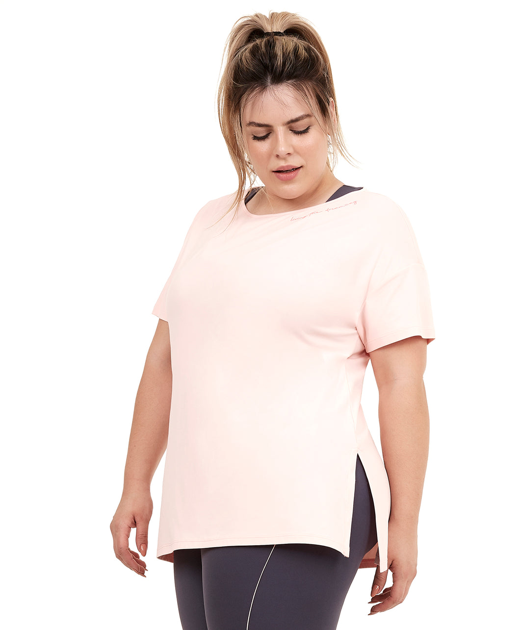 Skin Fit Silk Gola Plus Rosa Respire T-Shirt