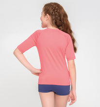 Charger l&#39;image dans la galerie, Model Back: Uv Line T-Shirt Kids Fpu50+ Uvpro Short Sleeve T-Shirt Coral Uv
