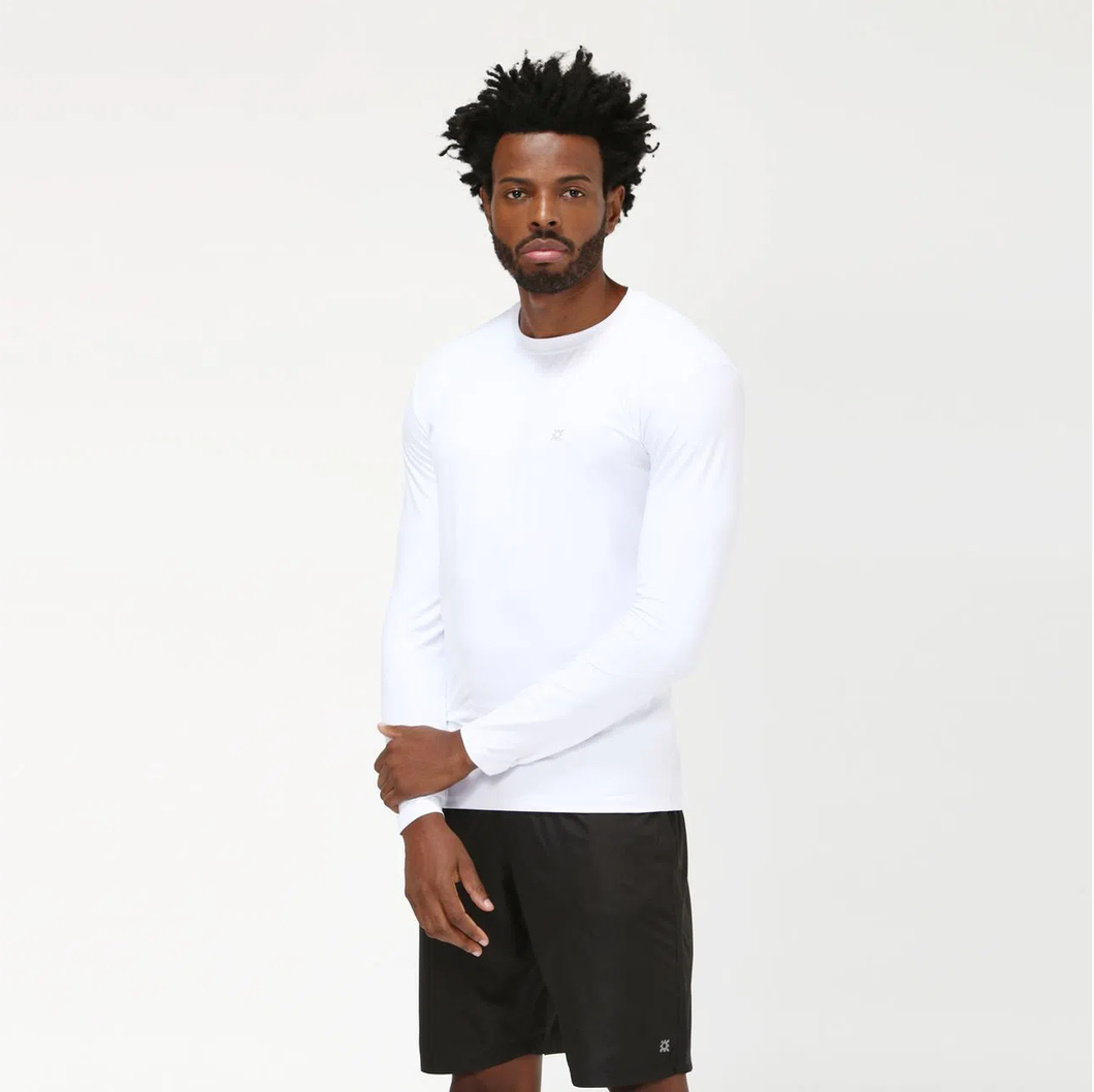 Model Front: Uv Line T-Shirt Men Fpu50+ Uvpro Long Sleeve T-Shirt White Uv