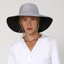 Laden Sie das Bild in den Galerie-Viewer, Model Front: Uv Line Chapeau Souple/Capeline San Diego Cinza Preto Upf50+
