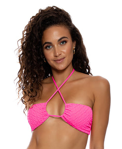 Top mit Kordelzug und Diamond Girl Shocking Pink