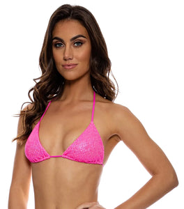 Top Wavy Ruched Bella Metallic Hot Pink