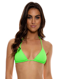 Top Wavy Ruched Que Sera Sera Neon Lime